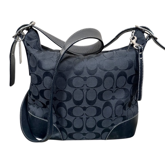 COACH Vintage Monogram Canvas Leather Trim Crossbody - Picture 13 of 14